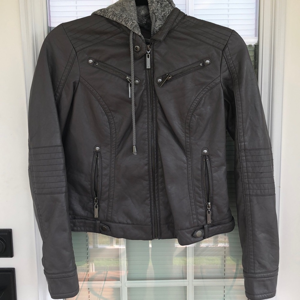 JZ Purple Leather Hooded Zip Up Jacket S Kohl’s